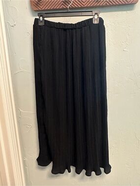 Adrianna Papell Black Pleated Maxi Skirt